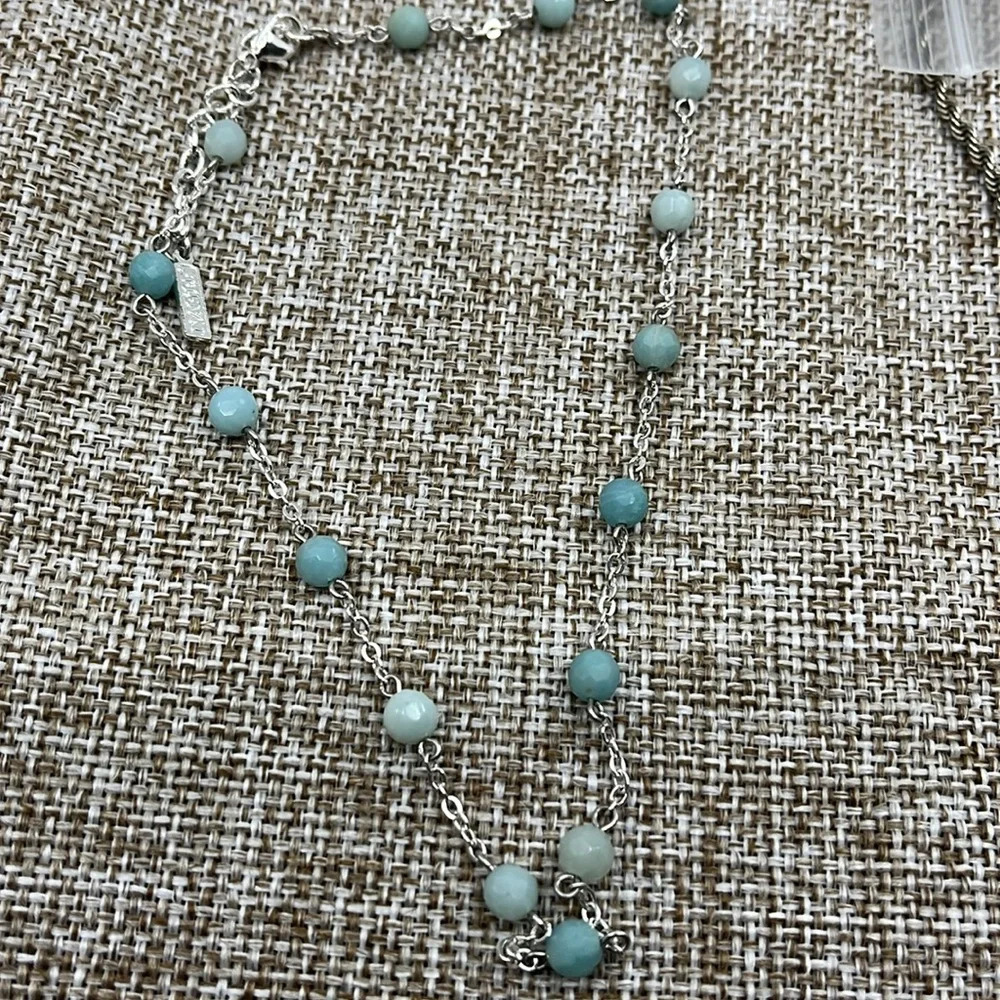 Vintage Napier Silver Tone Necklace with Aqua Blue Stones 14"-16" - Picture 9 of 10